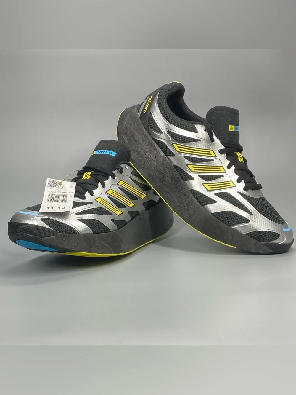 adidas Adizero Aruku JR1476 Black Silver Yellow Mens 11 Womens 12 New Shoes